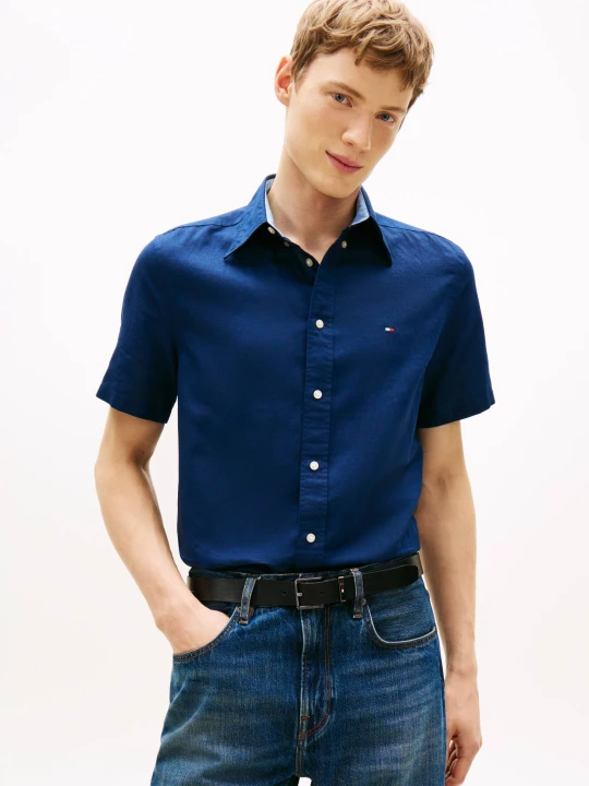 Zdjęcie produktu Tommy Hilfiger Koszula | Regular Fit | z dodatkiem lnu granatowy