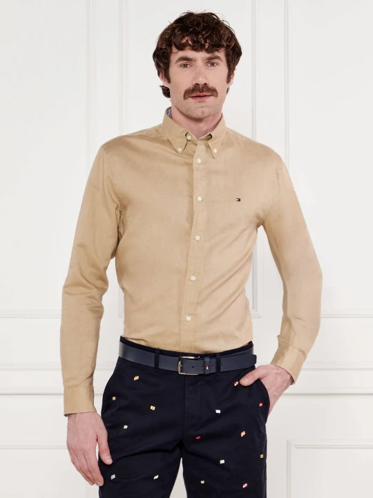 Zdjęcie produktu Tommy Hilfiger Koszula | Regular Fit | z dodatkiem lnu beżowy
