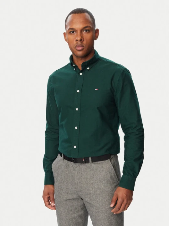 Zdjęcie produktu Tommy Hilfiger Koszula Solid Heritage MW0MW35774 Zielony ciemny Regular Fit