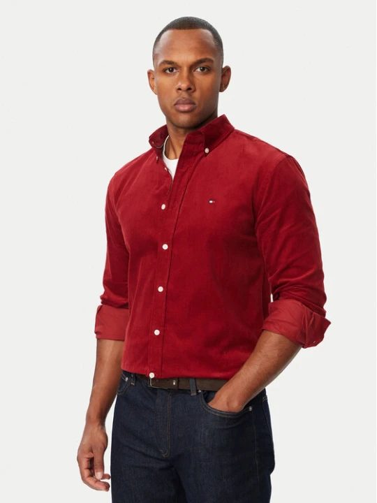 Zdjęcie produktu Tommy Hilfiger Koszula Solid MW0MW40486 Czerwony ciemny Regular Fit