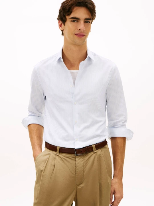Zdjęcie produktu Tommy Hilfiger Koszula | strech | | Slim Fit | z dodatkiem lnu błękitny