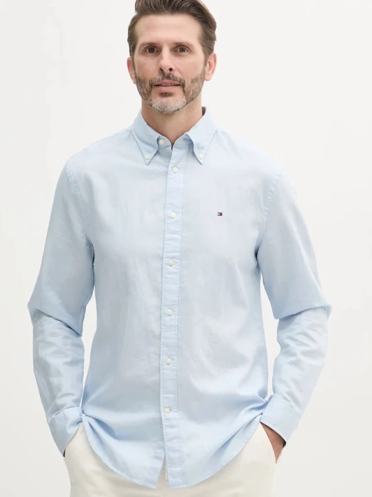 Zdjęcie produktu Tommy Hilfiger koszula z domieszką lnu niebieski