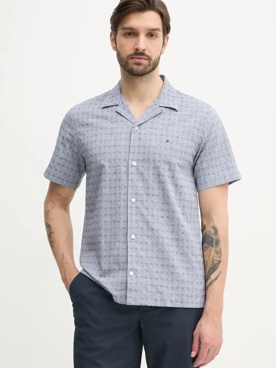 Zdjęcie produktu Tommy Hilfiger koszula z domieszką lnu niebieski