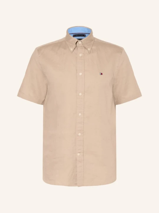 Zdjęcie produktu Tommy Hilfiger Koszula Z Krótkim Rękawem Regular Fit Z Lnem gelb JASNOBRĄZOWY