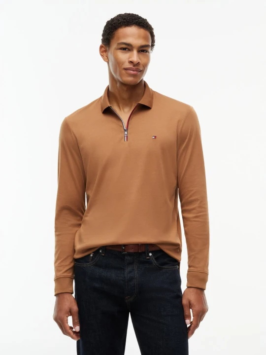 Zdjęcie produktu Tommy Hilfiger koszulka polo z długim rękawem Mężczyźni Bawełna (100%) brązowy