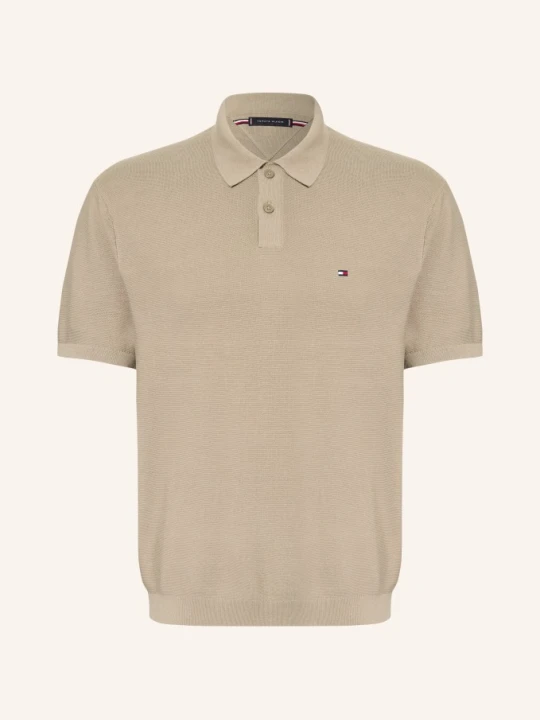 Zdjęcie produktu Tommy Hilfiger Koszulka Polo Z Pikowanym Wzorem beige JASNOBRĄZOWY