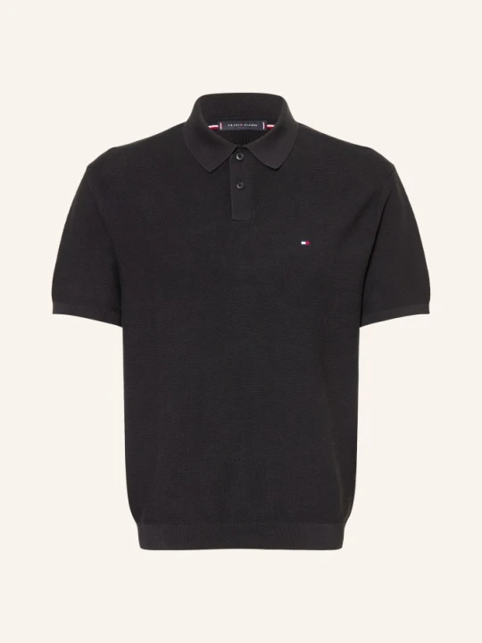 Zdjęcie produktu Tommy Hilfiger Koszulka Polo Z Pikowanym Wzorem schwarz CZARNY