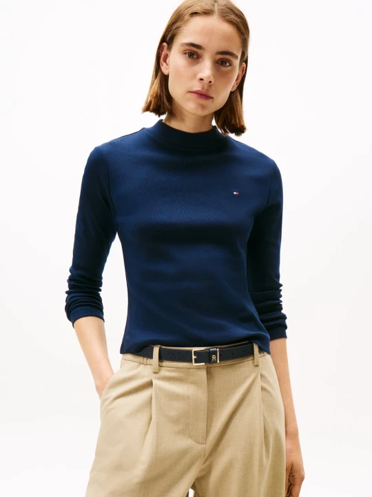 Zdjęcie produktu Tommy Hilfiger koszulka z długim rękawem - Kobiety Bawełna niebieski
