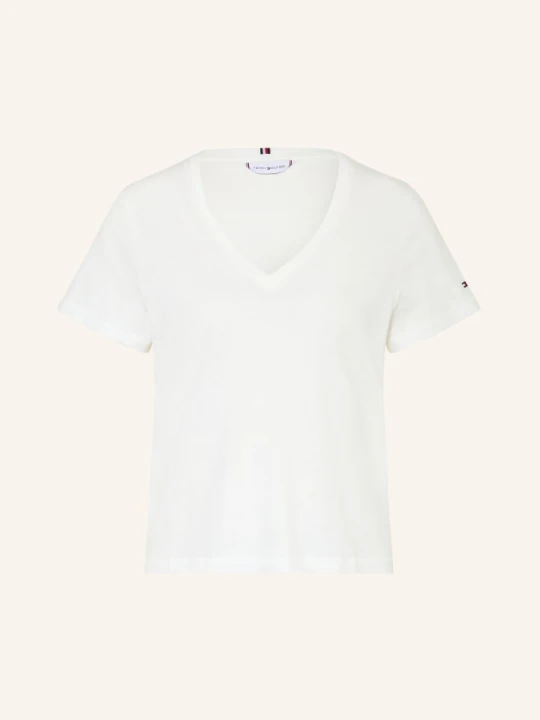 Zdjęcie produktu Tommy Hilfiger Koszulka Z Lnem weiss BIAŁY