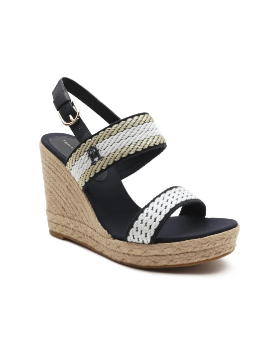 Zdjęcie produktu Tommy Hilfiger Koturny GOLDEN WEBBING WEDGE granatowy
