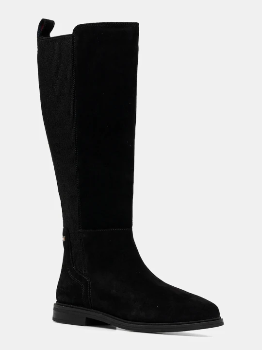 Zdjęcie produktu Tommy Hilfiger kozaki zamszowe FLAG SUEDE LONG BOOT czarny
