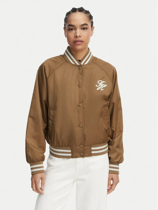Zdjęcie produktu Tommy Hilfiger Kurtka bomber Logo Appliqué WW0WW48618 Brązowy jasny Regular Fit
