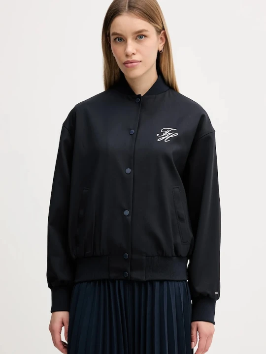 Zdjęcie produktu Tommy Hilfiger kurtka bomber z dodatkiem wełny granatowy