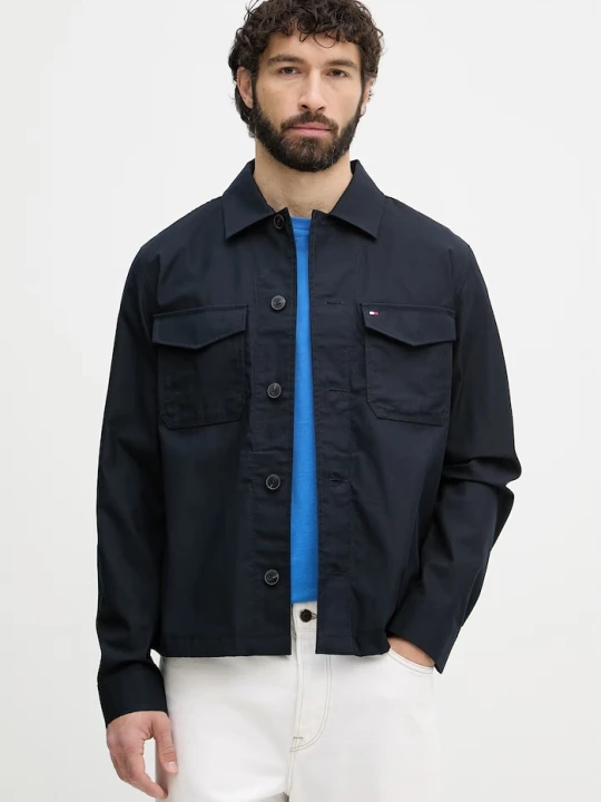 Zdjęcie produktu Tommy Hilfiger kurtka przejściowa męska z bawełną granatowy