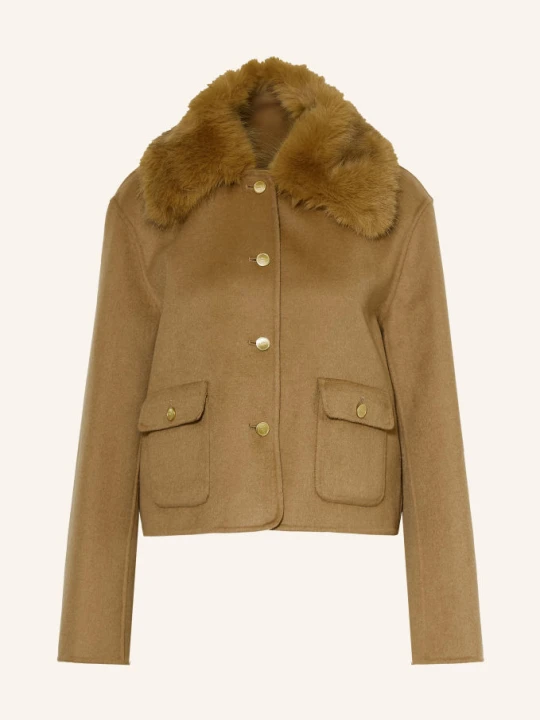 Zdjęcie produktu Tommy Hilfiger Kurtka Pudełkowa Z Odpinanym Kołnierzem Ze Sztucznego Futra braun CAMELOWY