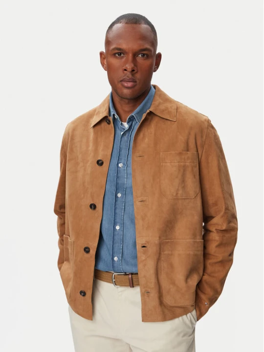 Zdjęcie produktu Tommy Hilfiger Kurtka skórzana MW0MW44296 Brązowy jasny Regular Fit
