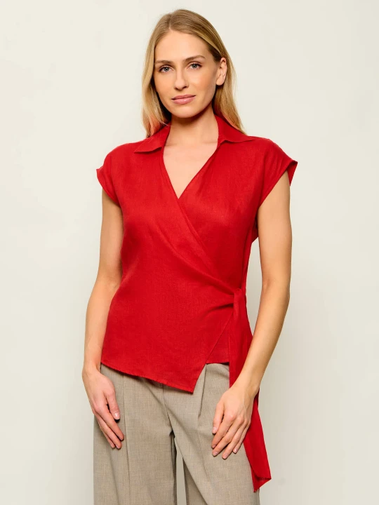 Zdjęcie produktu Tommy Hilfiger Lniana bluzka | Regular Fit czerwony