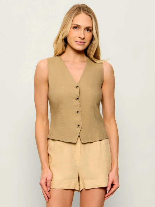 Zdjęcie produktu Tommy Hilfiger Lniana kamizelka | Slim Fit beżowy