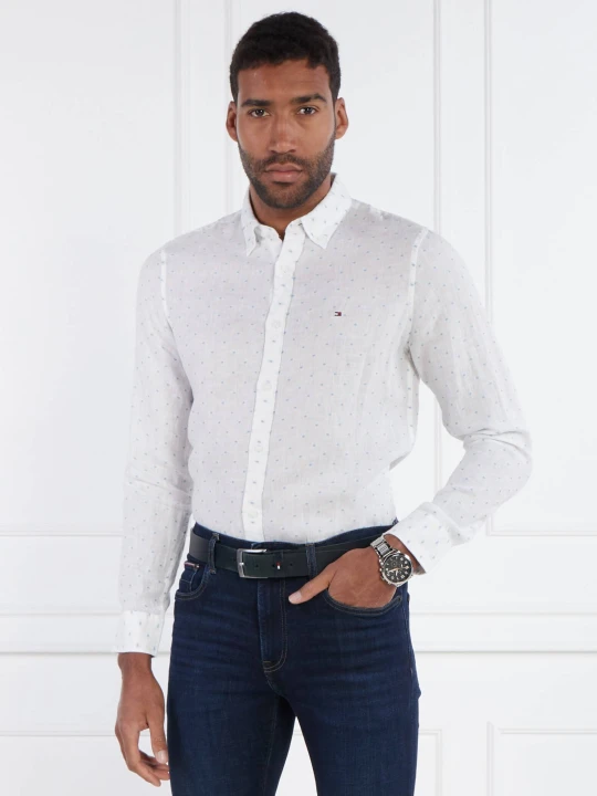 Zdjęcie produktu Tommy Hilfiger Lniana koszula FIL COUPE SF | Slim Fit biały