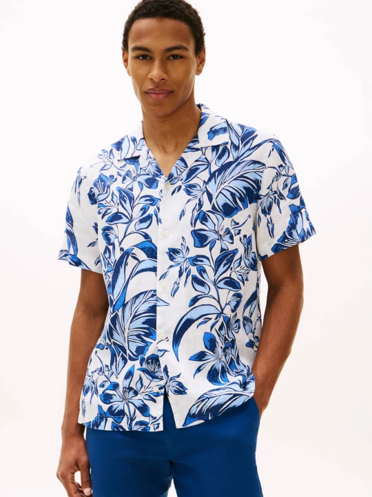 Zdjęcie produktu Tommy Hilfiger Lniana koszula FLORAL | Regular Fit biały
