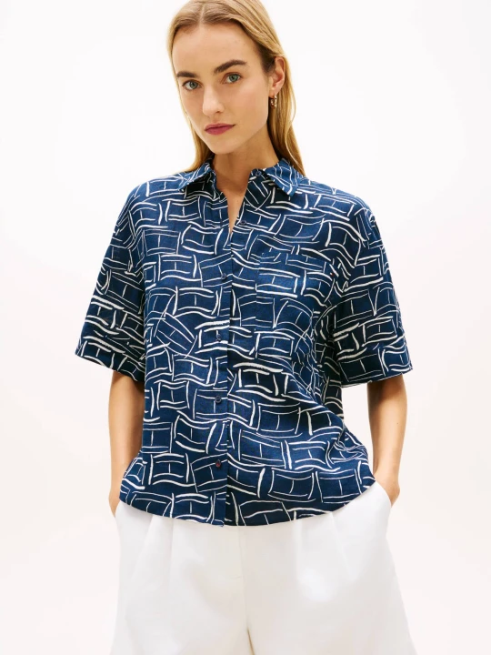 Zdjęcie produktu Tommy Hilfiger Lniana koszula | Loose fit granatowy