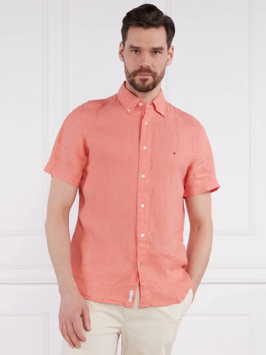 Zdjęcie produktu Tommy Hilfiger Lniana koszula PIGMENT DYED LINEN RF SHIRT / | Regular Fit koralowy