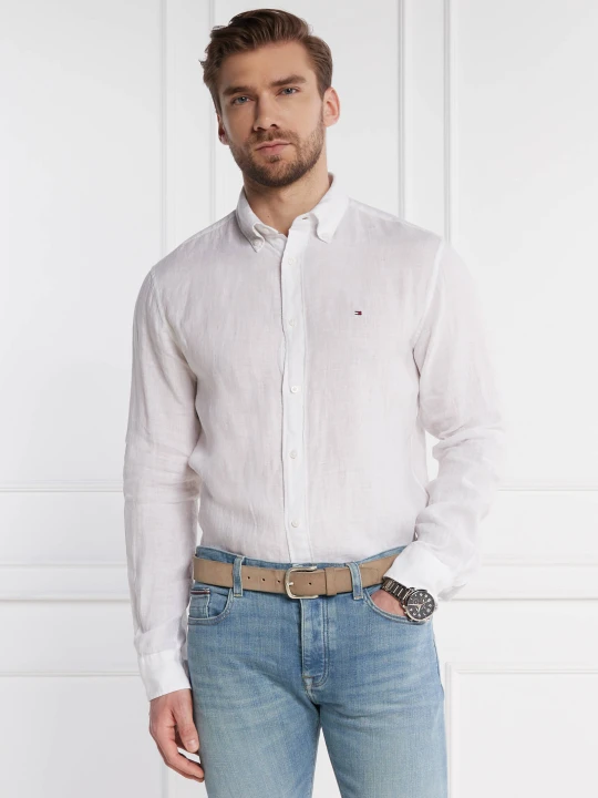 Zdjęcie produktu Tommy Hilfiger Lniana koszula PIGMENT DYED | Regular Fit biały