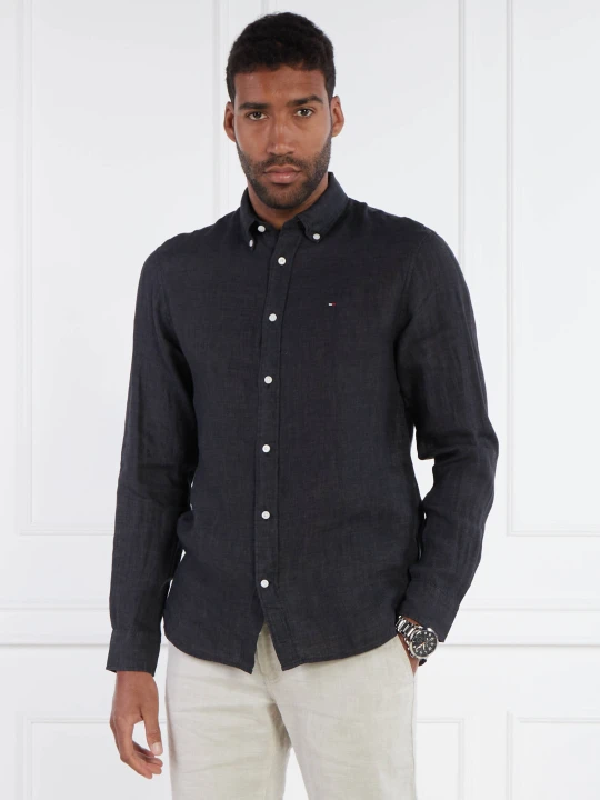 Zdjęcie produktu Tommy Hilfiger Lniana koszula PIGMENT DYED | Regular Fit grafitowy
