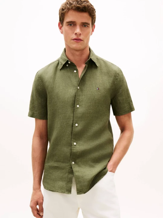 Zdjęcie produktu Tommy Hilfiger Lniana koszula | Regular Fit oliwkowy