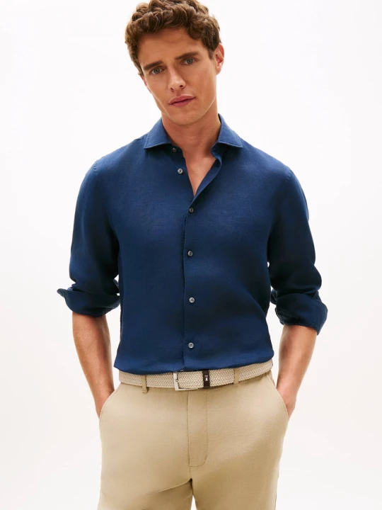 Zdjęcie produktu Tommy Hilfiger Lniana koszula | Slim Fit granatowy