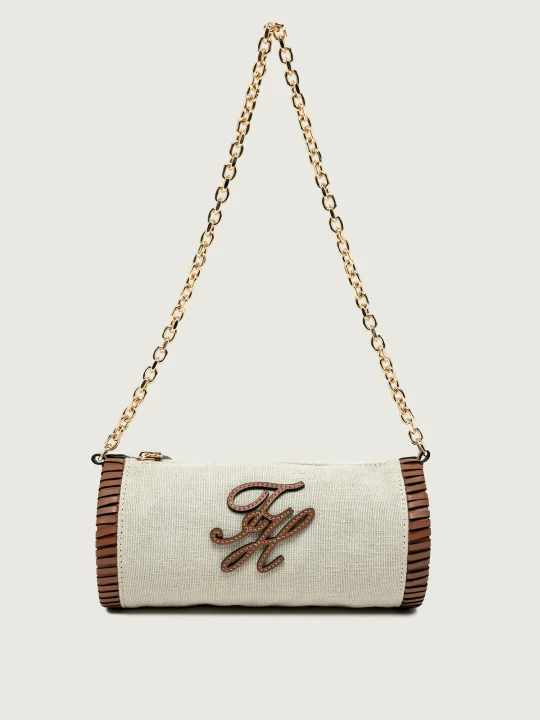 Zdjęcie produktu Tommy Hilfiger Lniana torebka na ramię TH ELEV SUMM CHAIN beżowy