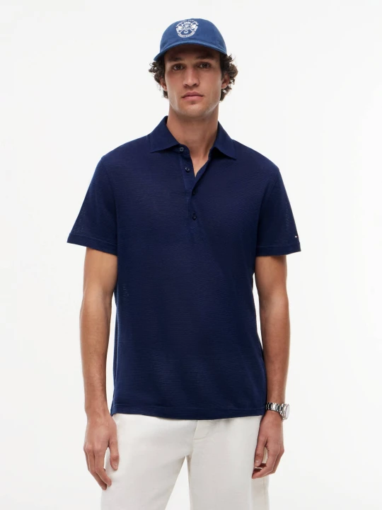Zdjęcie produktu Tommy Hilfiger Lniane polo | Regular Fit granatowy