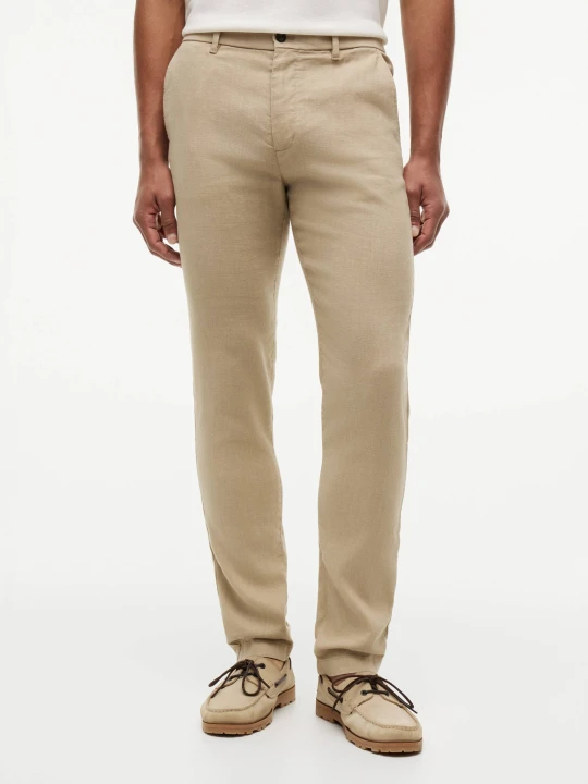 Zdjęcie produktu Tommy Hilfiger Lniane spodnie chino DENTON | Slim Fit beżowy