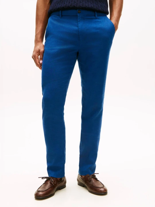 Zdjęcie produktu Tommy Hilfiger Lniane spodnie chino DENTON | Straight fit niebieski