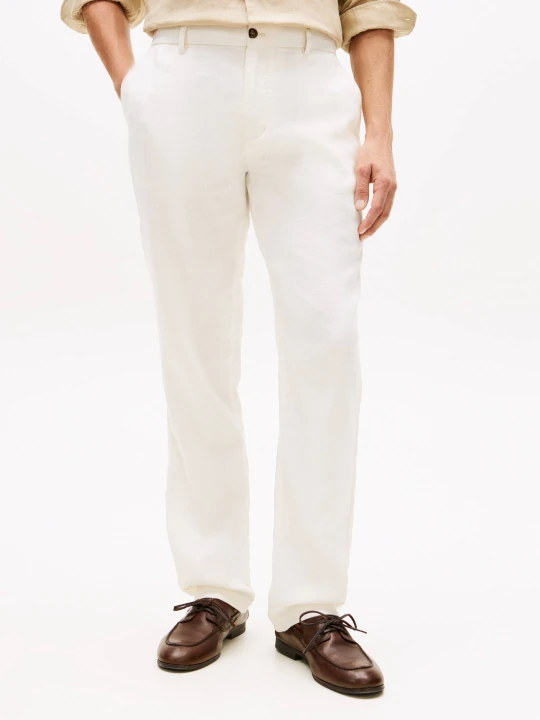 Zdjęcie produktu Tommy Hilfiger Lniane spodnie chino DENTON | Straight fit ecru