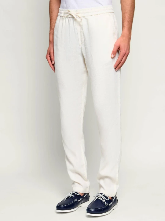 Zdjęcie produktu Tommy Hilfiger Lniane spodnie chino HARLEM | Regular Fit ecru