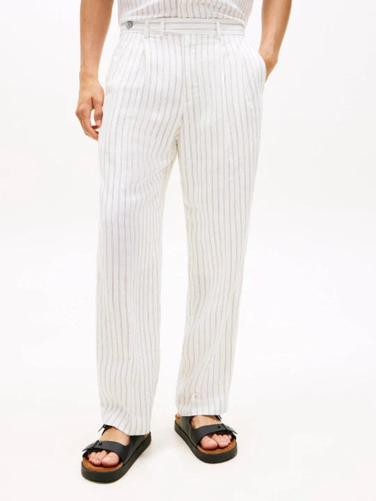 Zdjęcie produktu Tommy Hilfiger Lniane spodnie | Slim Fit ecru