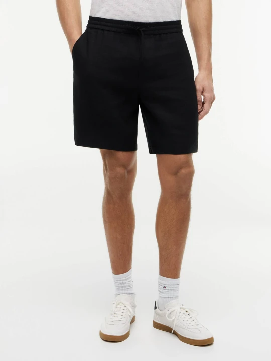 Zdjęcie produktu Tommy Hilfiger Lniane szorty chino DOVER | Regular Fit czarny