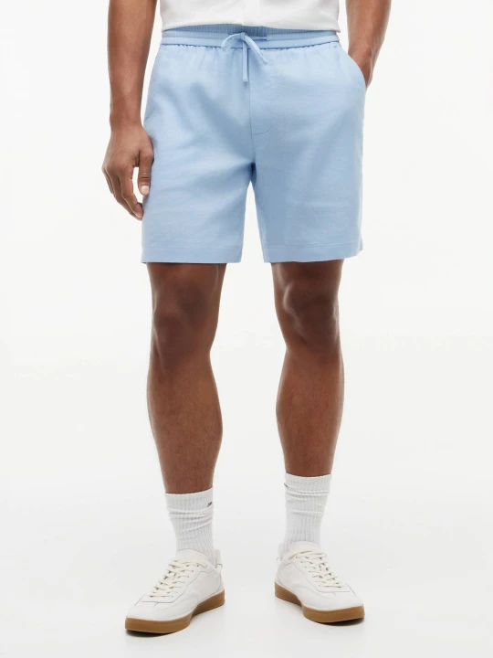 Zdjęcie produktu Tommy Hilfiger Lniane szorty chino DOVER | Regular Fit niebieski