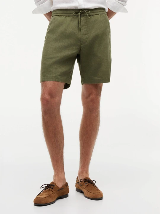 Zdjęcie produktu Tommy Hilfiger Lniane szorty chino DOVER | Regular Fit zielony
