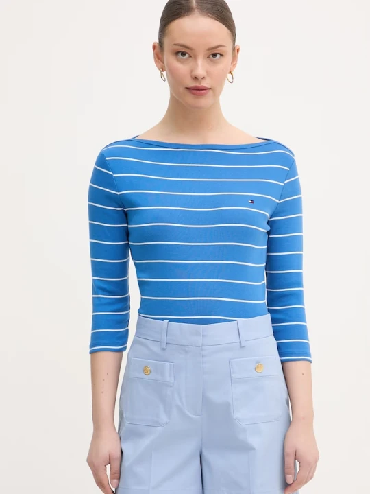 Zdjęcie produktu Tommy Hilfiger longsleeve damski bawełniany niebieski