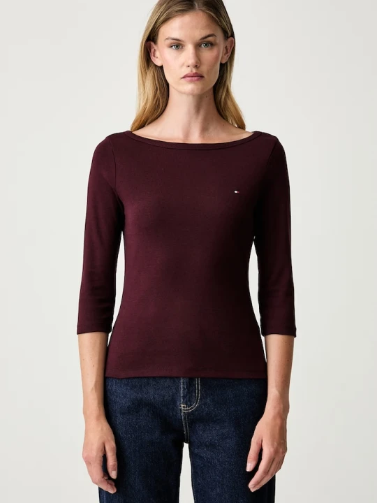 Zdjęcie produktu Tommy Hilfiger longsleeve damski bawełniany bordowy