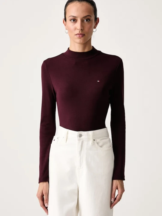 Zdjęcie produktu Tommy Hilfiger longsleeve damski bawełniany bordowy