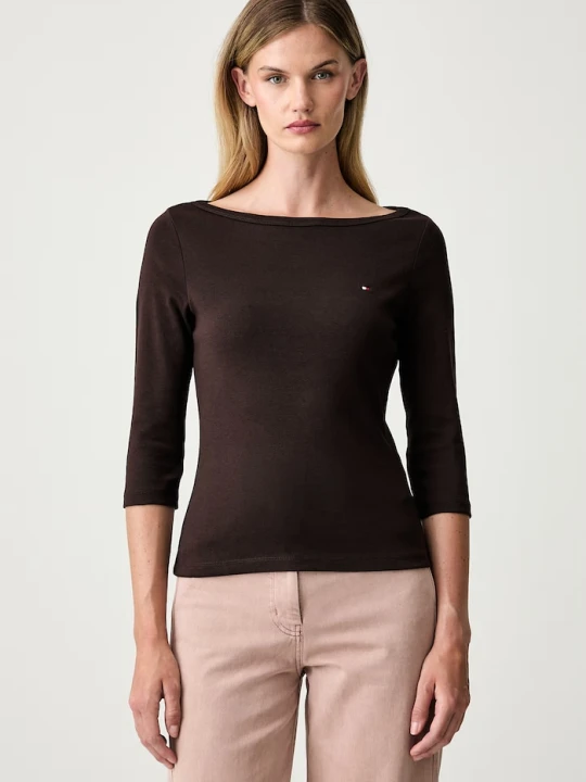 Zdjęcie produktu Tommy Hilfiger longsleeve damski bawełniany brązowy