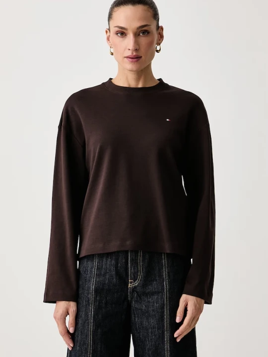 Zdjęcie produktu Tommy Hilfiger longsleeve damski bawełniany brązowy