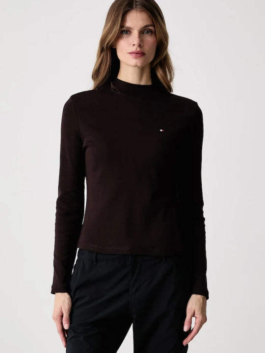 Zdjęcie produktu Tommy Hilfiger longsleeve damski bawełniany brązowy