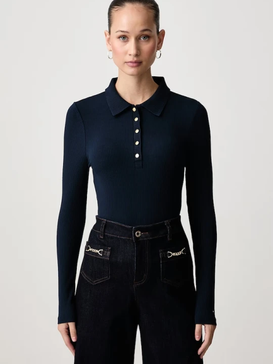 Zdjęcie produktu Tommy Hilfiger longsleeve damski z wiskozą granatowy