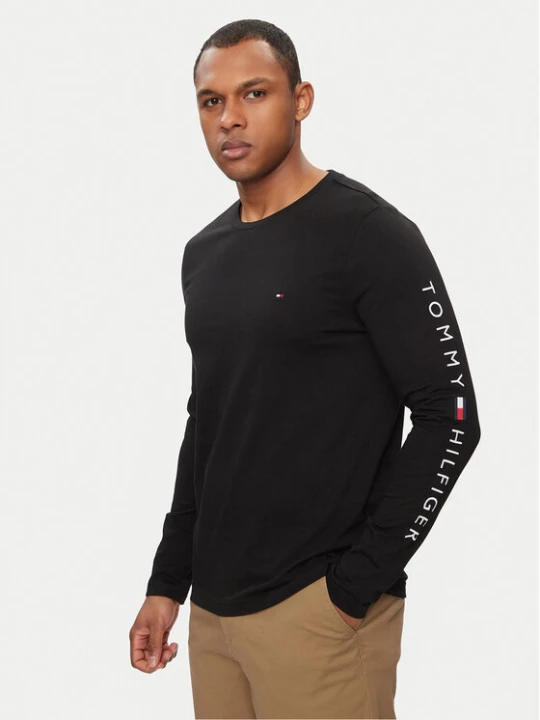 Zdjęcie produktu Tommy Hilfiger Longsleeve Logo Tee MW0MW09096 Czarny Regular Fit