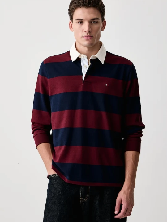 Zdjęcie produktu Tommy Hilfiger longsleeve męski bawełniany bordowy