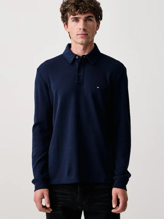 Zdjęcie produktu Tommy Hilfiger longsleeve męski bawełniany z elastanem granatowy